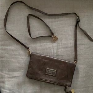 Gold crossbody and clutch purse